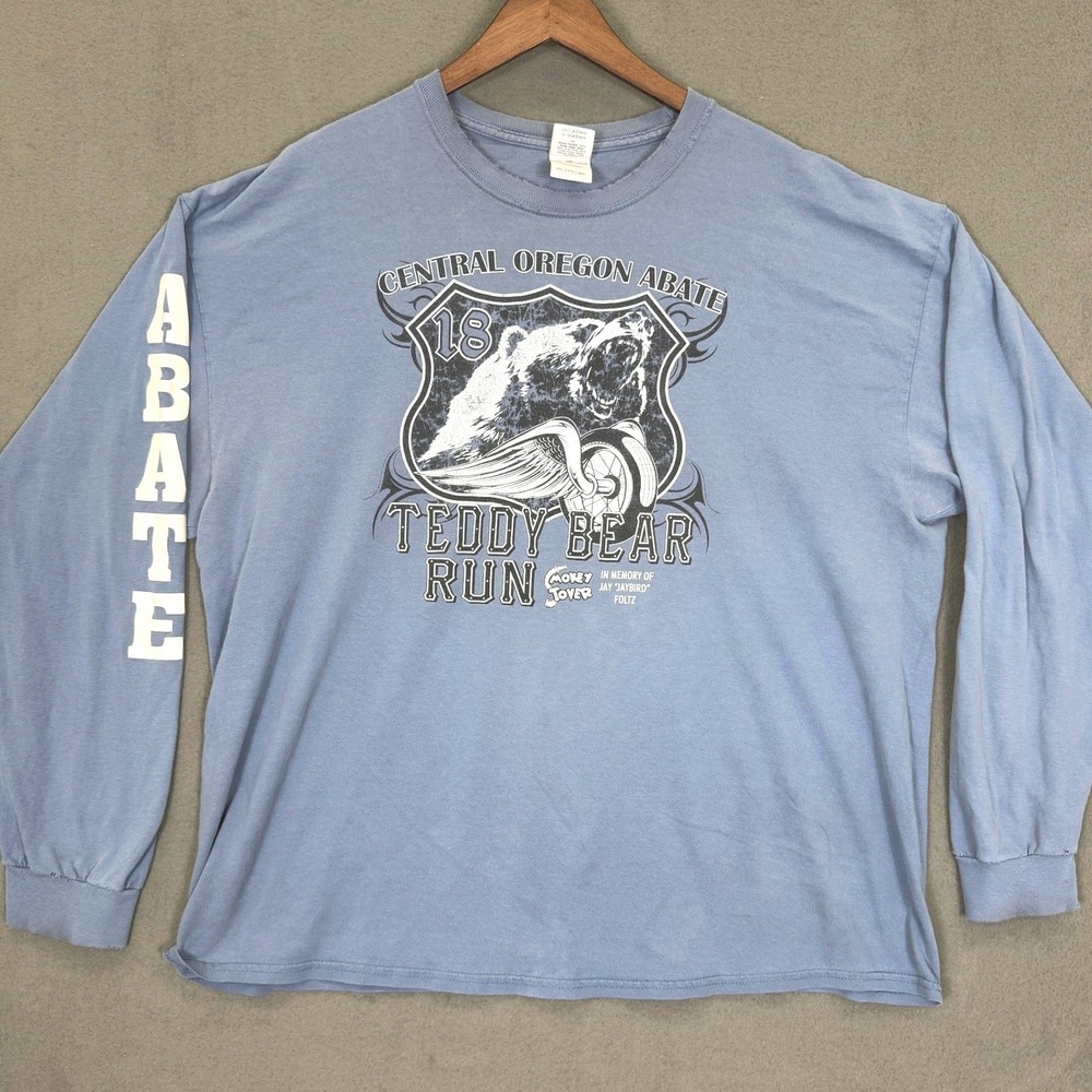 Gildan Central Oregon ABATE Biker 2015 Long Sleeve Graphic Tee Men 2XL Moto